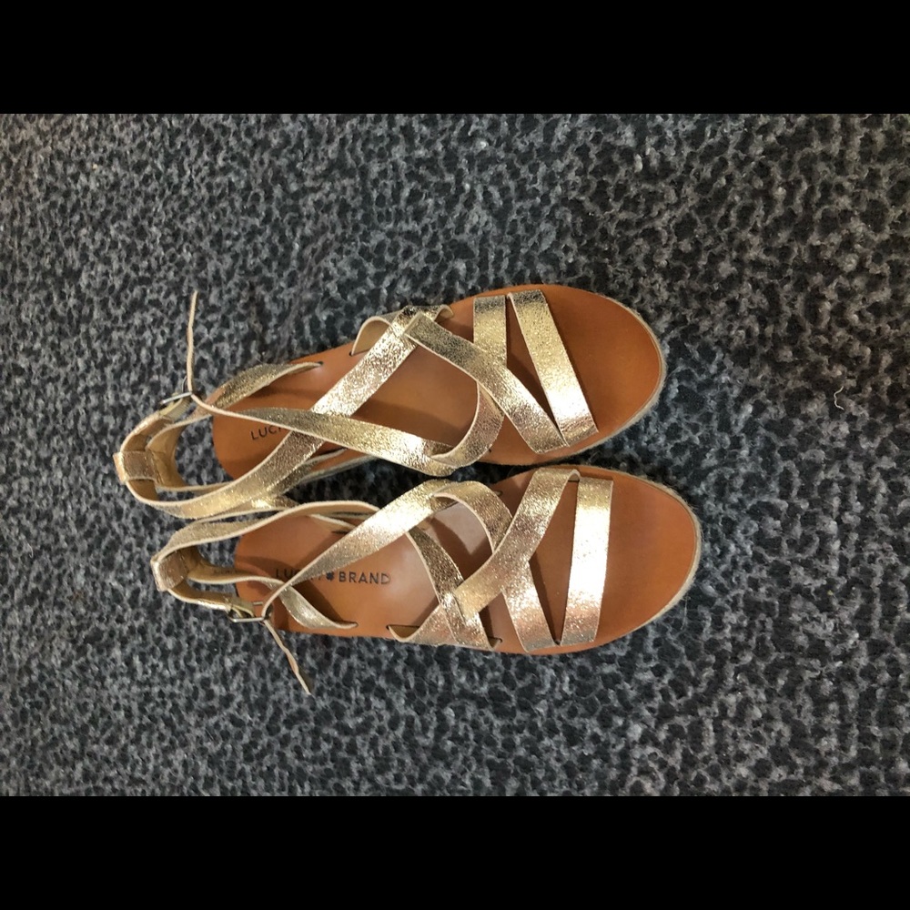Gold strap wedge sandals